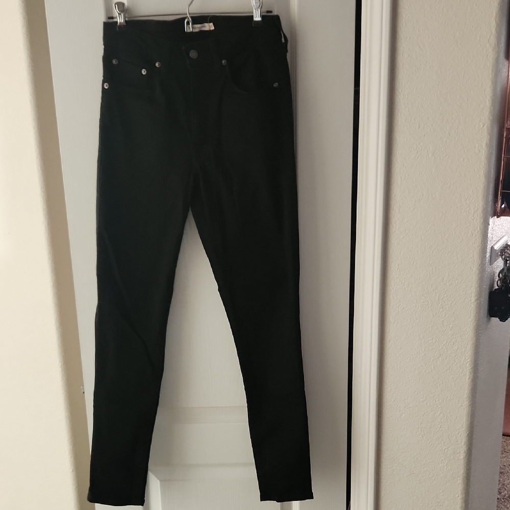 Levis 721 High Rise Skinny Jeans Black Denim Size 30 Womens